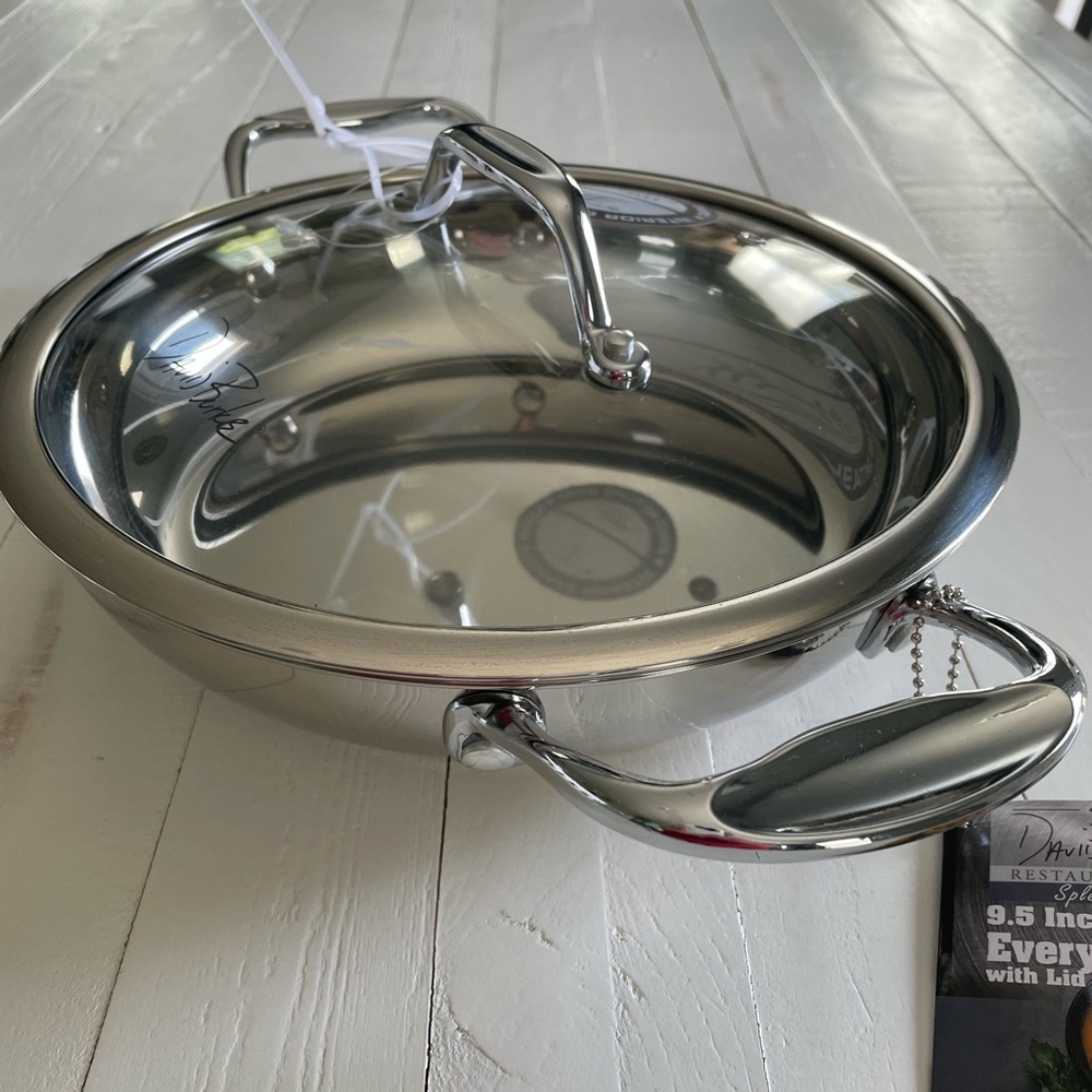 NEW David Burke Splendor Series 9.5” Everyday Pan with Glass Lid Stainless Steel